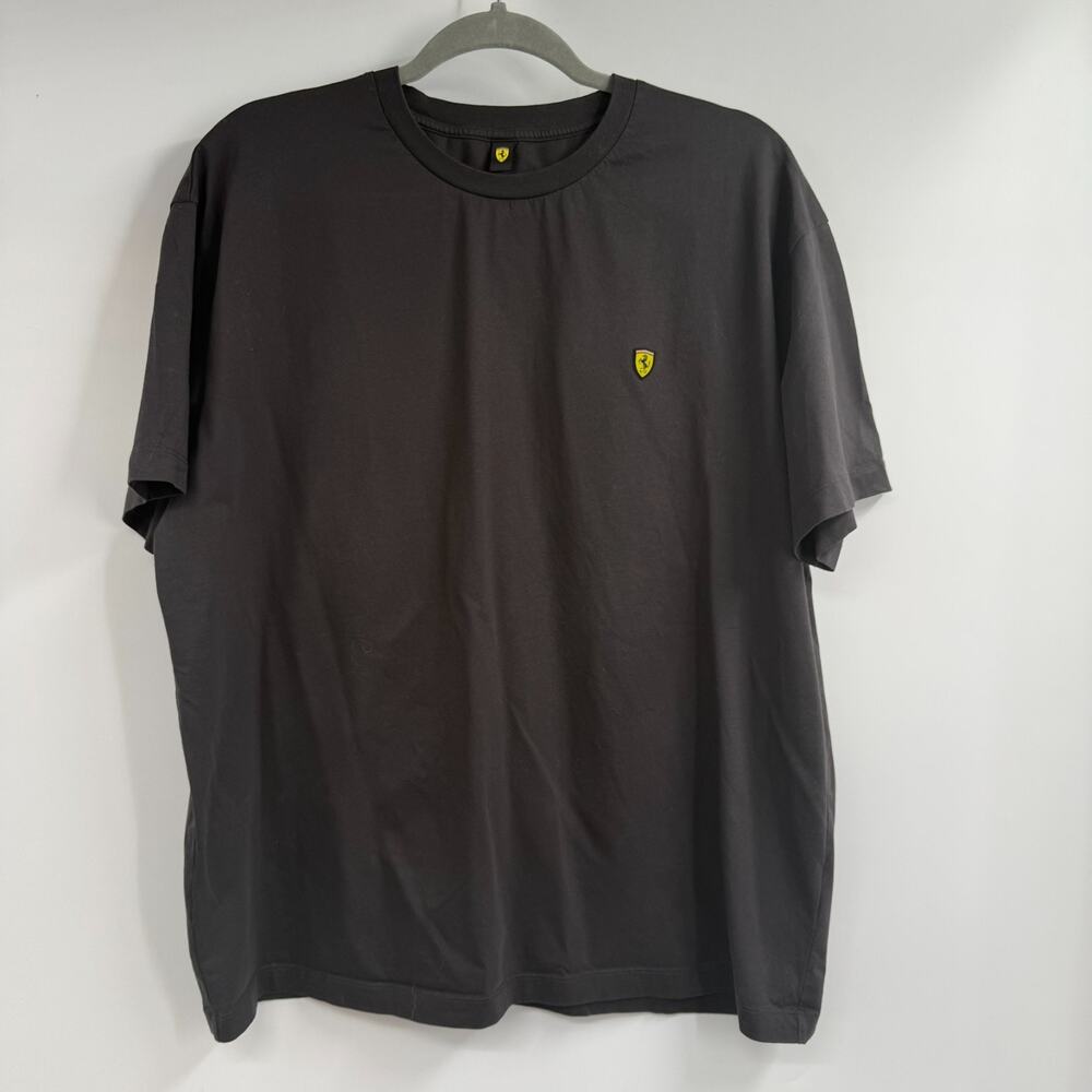 Ferrari T-Shirt Mens 2XL Dark Gray Crewneck Embroidered Shield Logo Short Sleeve